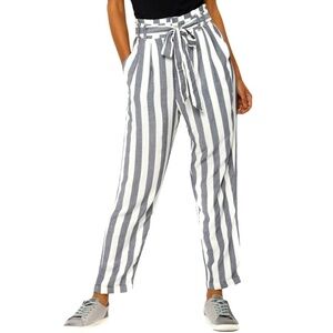 American Eagle Striped Paperbag Wide Leg High Waist Trousers Pants Size Large